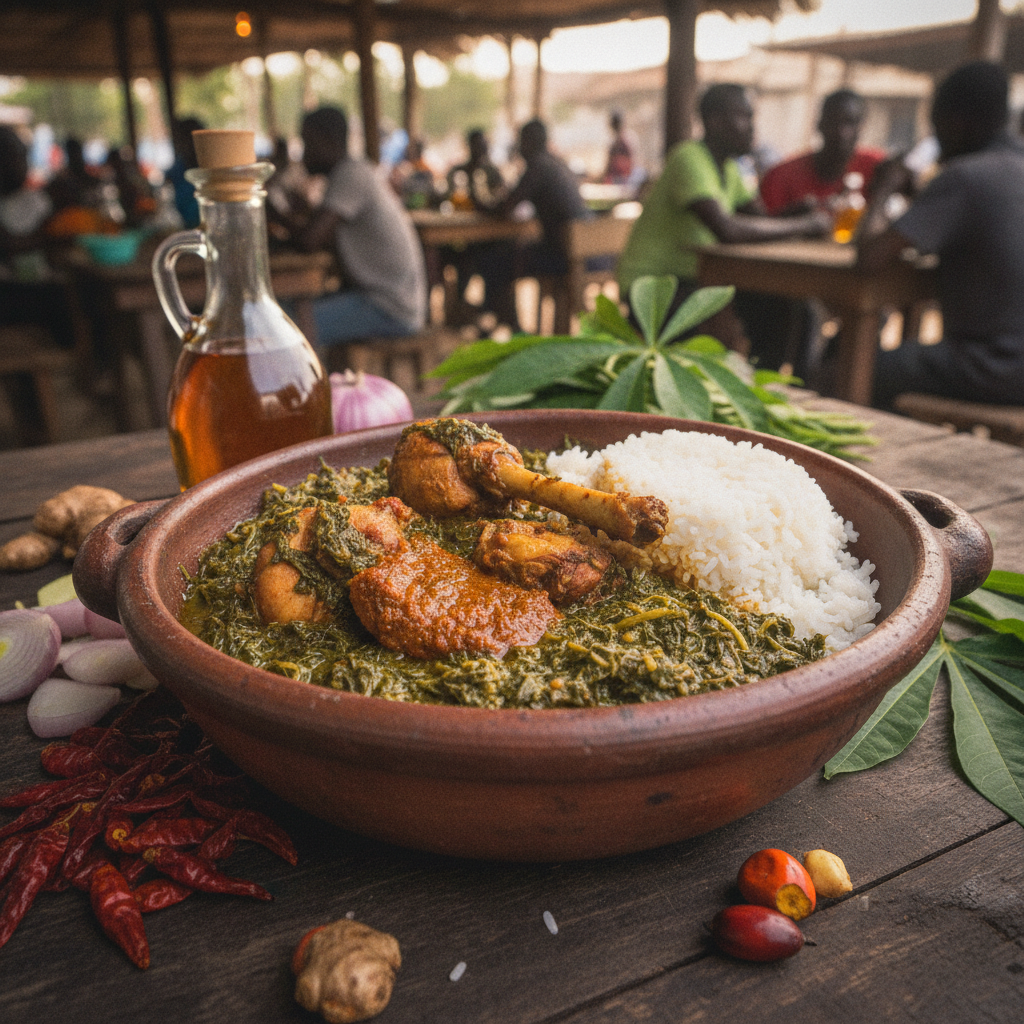 Liberian Cuisine: Cassava Leaf, Palm Butter & Country Chop