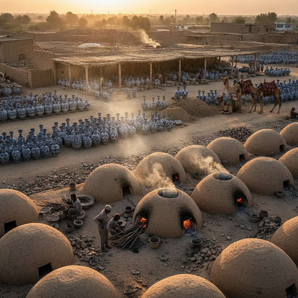 Multan Traditional Crafts Blue Pottery and Camel Skin