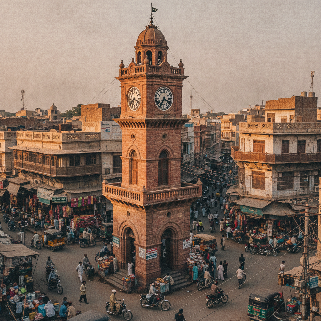 Multan Ghanta Ghar Clock Tower and Historic Bazaars
