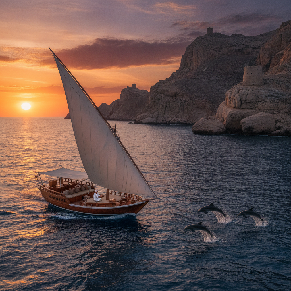 Muscat Sea: The Dhow Cruise, the Indian Ocean Snorkeling, the Turtle Watching at Ras al-Jinz, and the Bandar Khayran Marine Reserve