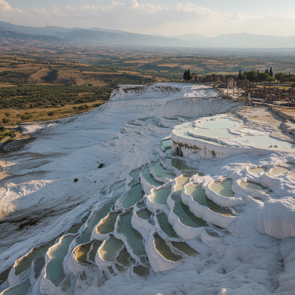 Pamukkale Essential: Cotton Castle Travertine Terraces, Hierapolis Roman Spa City, Cleopatra Sacred Pool, Geological Wonder, Thermal Spring Culture, and the Denizli Gateway