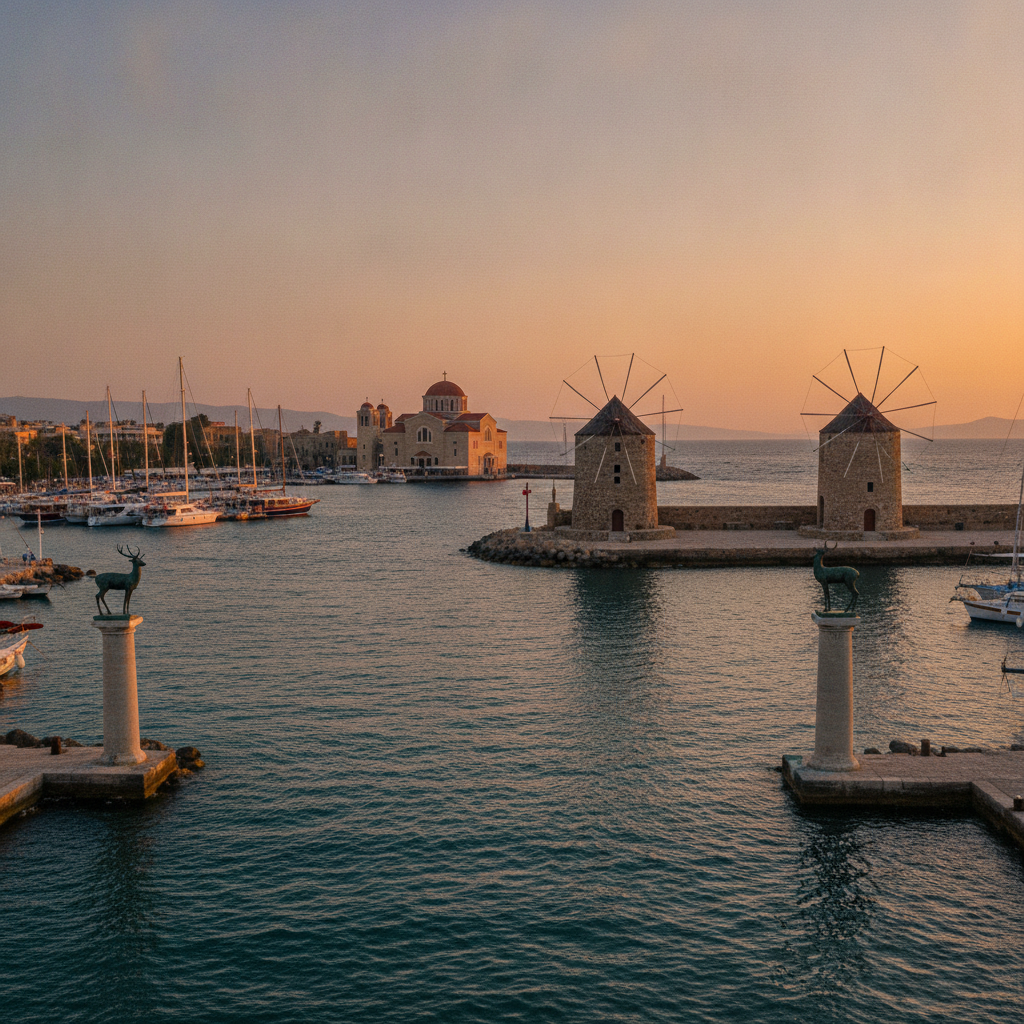 Rhodes Complete: Halki Quiet Retreat, Aegean Diving, Marmaris Turkey Day Trip, the Mandraki Windmills, Medieval Festival, and the Diagoras Airport Complete Guide