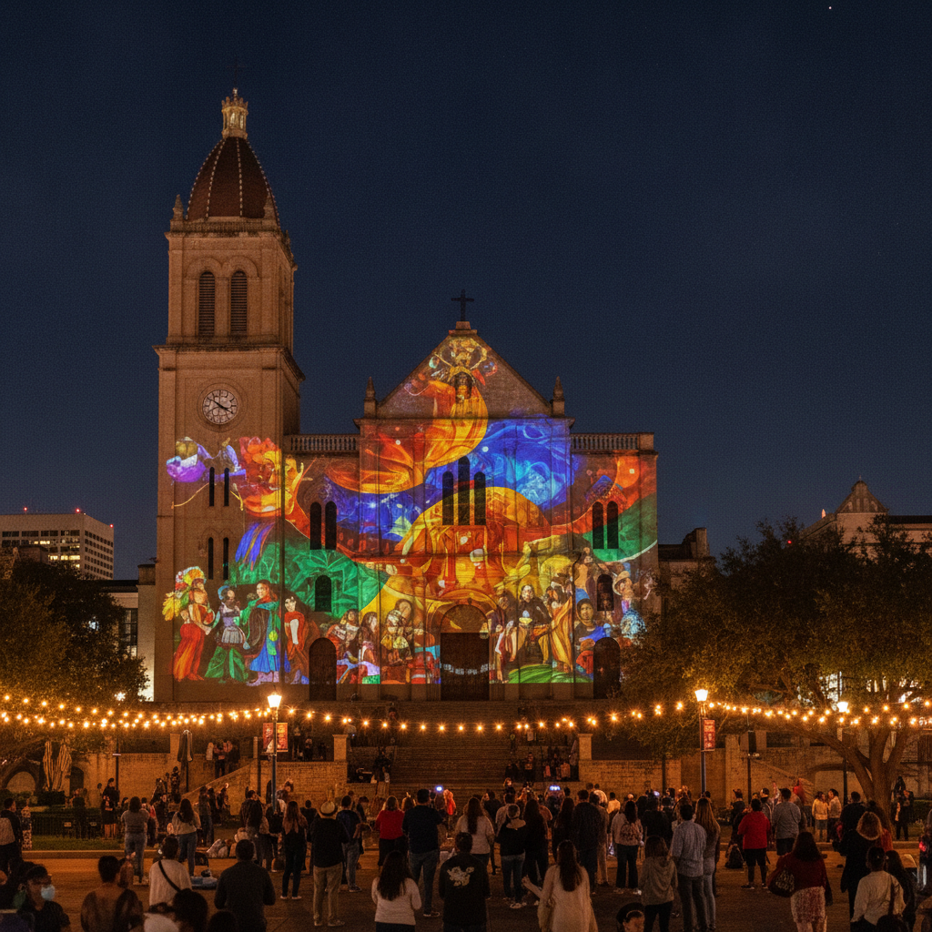 San Antonio: Natural Bridge Caverns and Edwards Aquifer Karst (Texas blind salamander, Comal Springs), Market Square El Mercado (Mi Tierra 24-hour Mexican bakery, puffy taco origin, breakfast taco civic debate), San Fernando Cathedral (oldest operating US cathedral 1749, Alamo defenders buried here, nightly projection show), San Pedro Creek Culture Park (2.2km mosaic tile linear park, 13 cultures of San Antonio), African American Heritage (Juneteenth oldest traditions, Carver Center, Buffalo Soldiers Fort Sam Houston), and 21st Century Growth (Toyota manufacturing, USAA headquarters, Rackspace, San Antonio affordability)