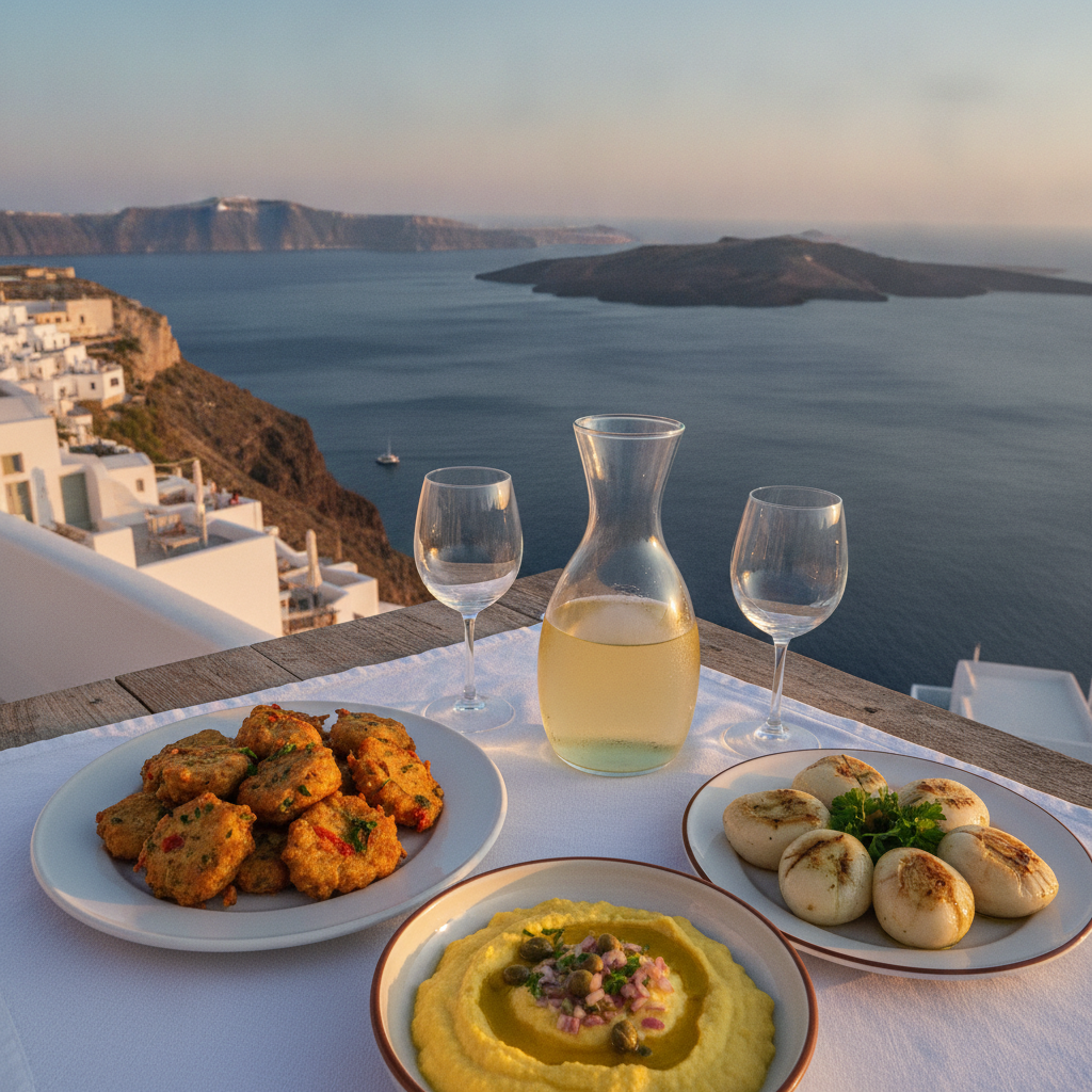 Santorini Food & Wine — Assyrtiko, Fava, Tomatokeftedes & Local Products