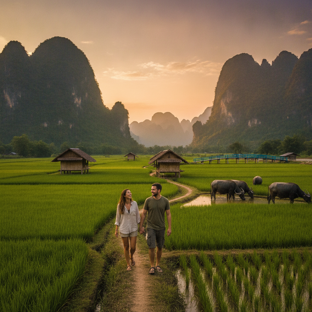 Vang Vieng Village Cycling & Rice Field Walk