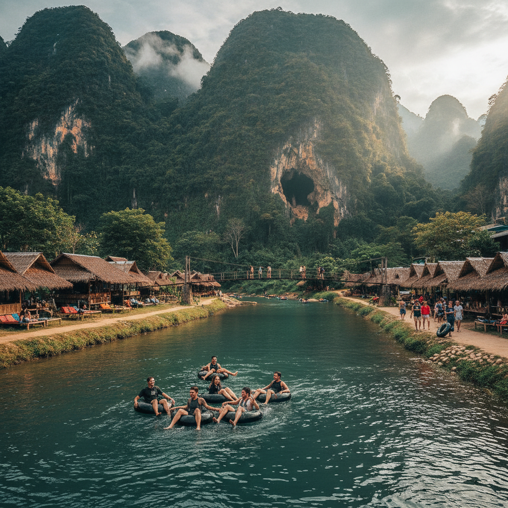Vang Vieng Nam Song River Tubing Walk