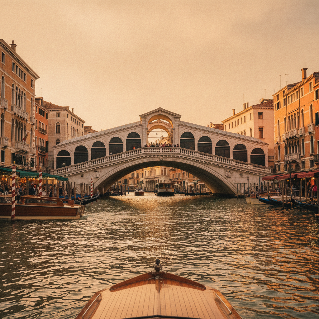 Grand Canal, Rialto Bridge, Rialto Fish Market & Venetian Palazzo Architecture