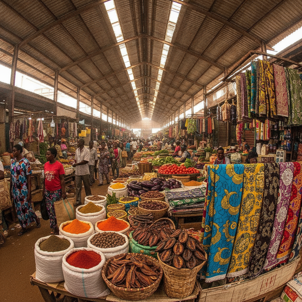 Yaoundé Central Market: Spices, Fabric & Local Commerce