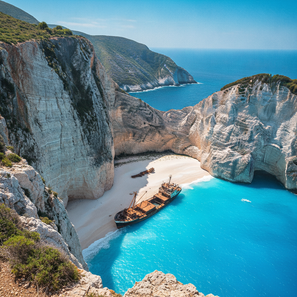 Zakynthos: Navagio Shipwreck Beach, the Blue Caves Crystal Light, Loggerhead Turtle Nesting at Laganas, the Earthquake-Rebuilt Venetian Town, Porto Vromi North Coast, and Mandola and Verdea Food