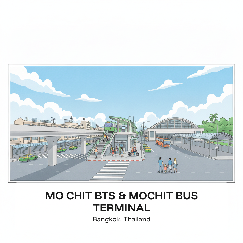 BTS Mo Chit et Terminal de Bus Mochit — Centre de Transport Nord de Bangkok