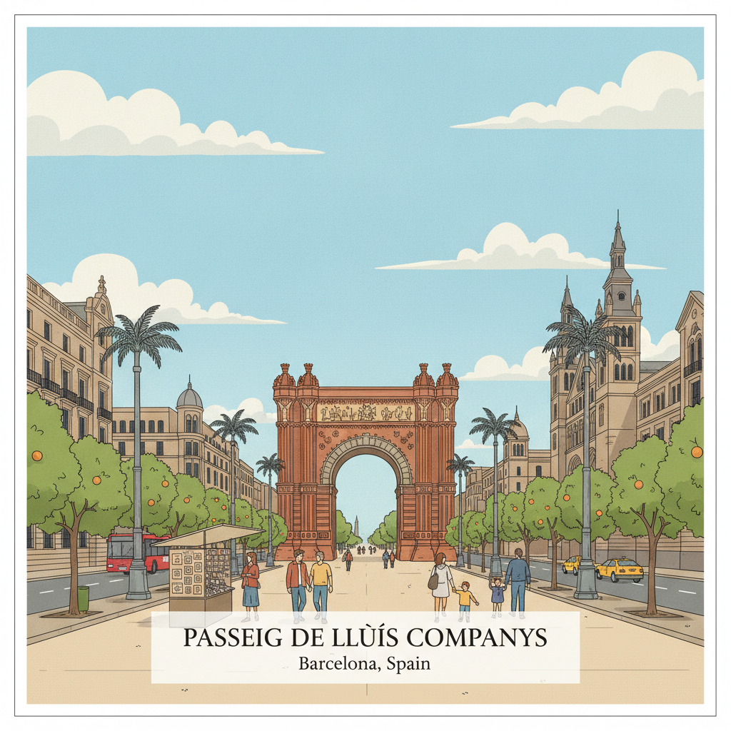 Arc de Triomphe et Passeig de Lluís Companys — Retour vers la ville