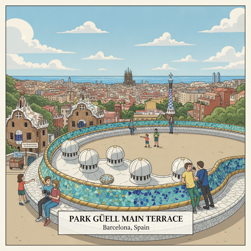 Park Güell Hauptterrasse – Die Drachenbank