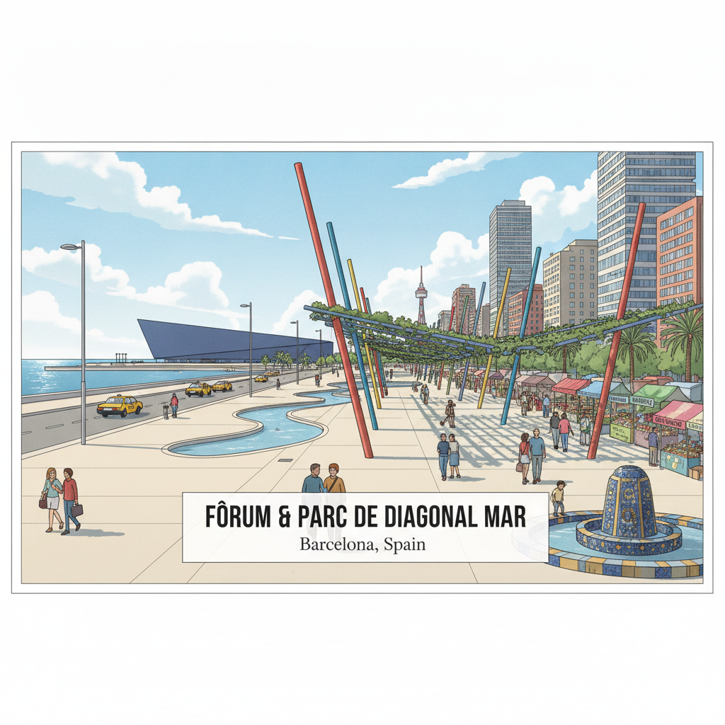 Fòrum & Parc de Diagonal Mar — L'extrémité nord du front de mer