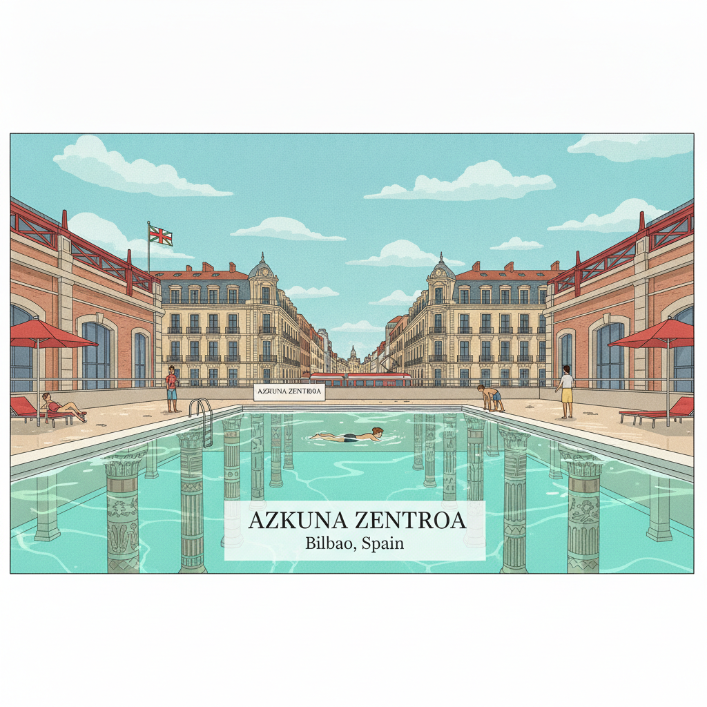 Piscine Azkuna Zentroa — Nager au-dessus de la Salle des Colonnes
