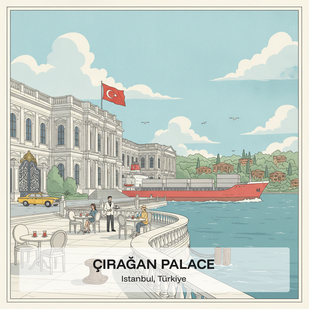 Palais de Çırağan — Le palais brûlé sur l'eau