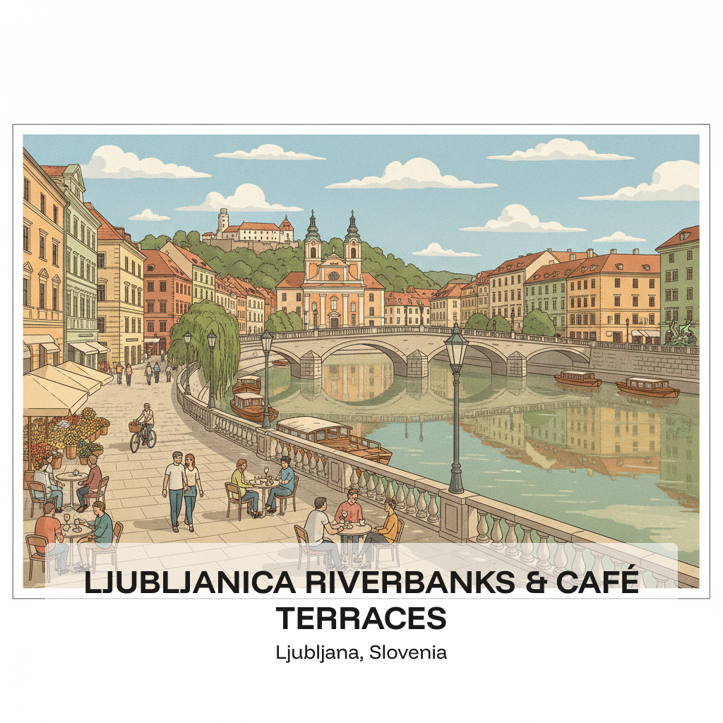 Rives de la Ljubljanica et Terrasses de Cafés