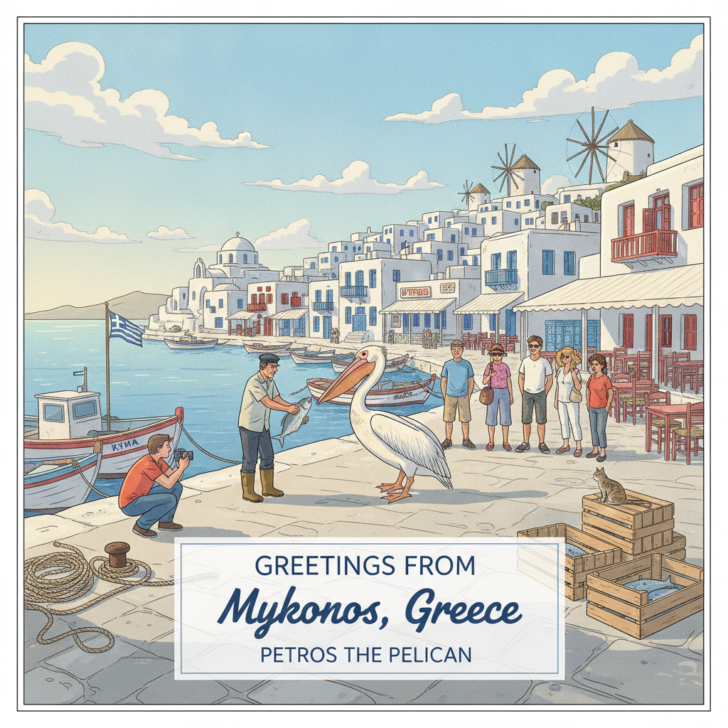 Pelikan von Mykonos — das lebende Maskottchen der Insel