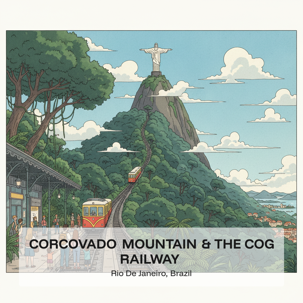 Le mont Corcovado et le train à crémaillère