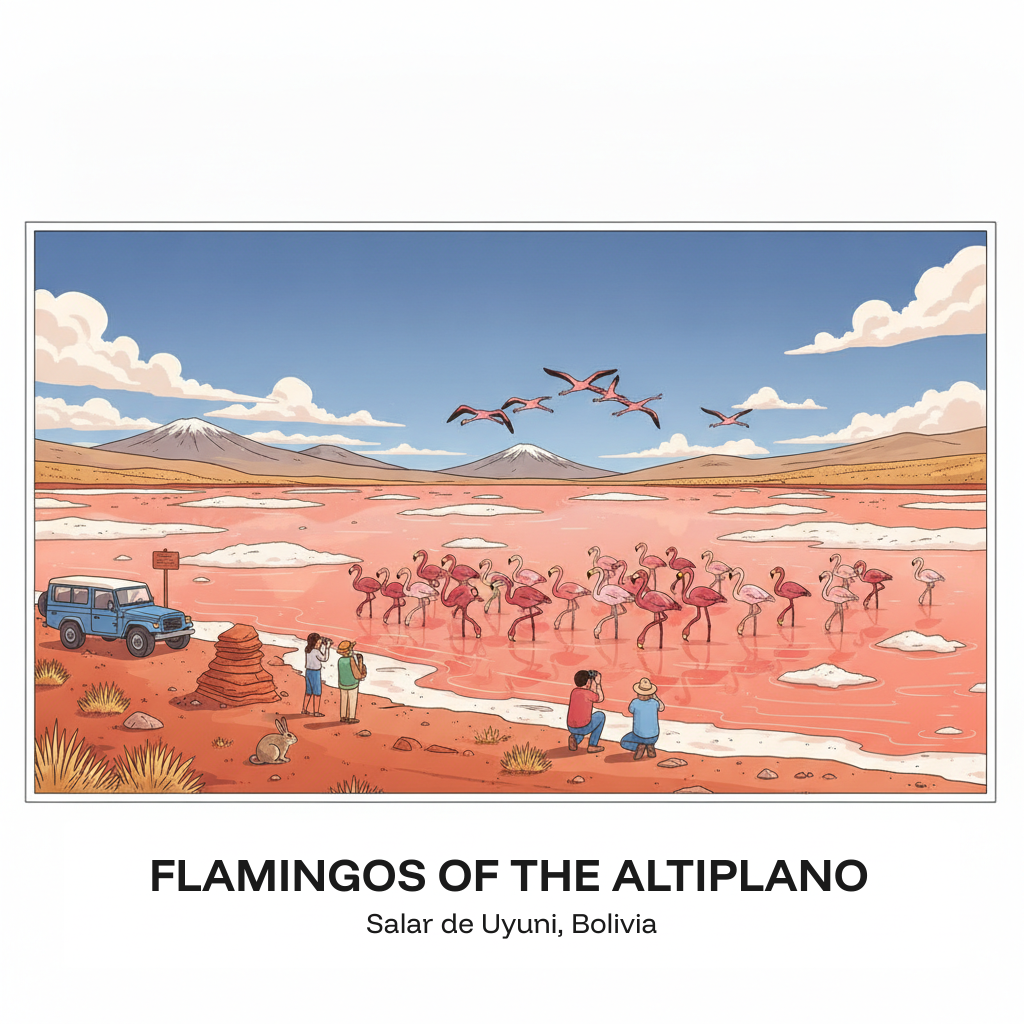 Flamants de l'Altiplano: Trois espèces dans un seul paysage