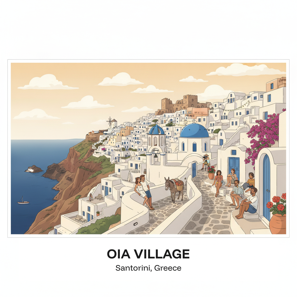 Village d'Oia — la capitale du coucher de soleil de la mer Égée