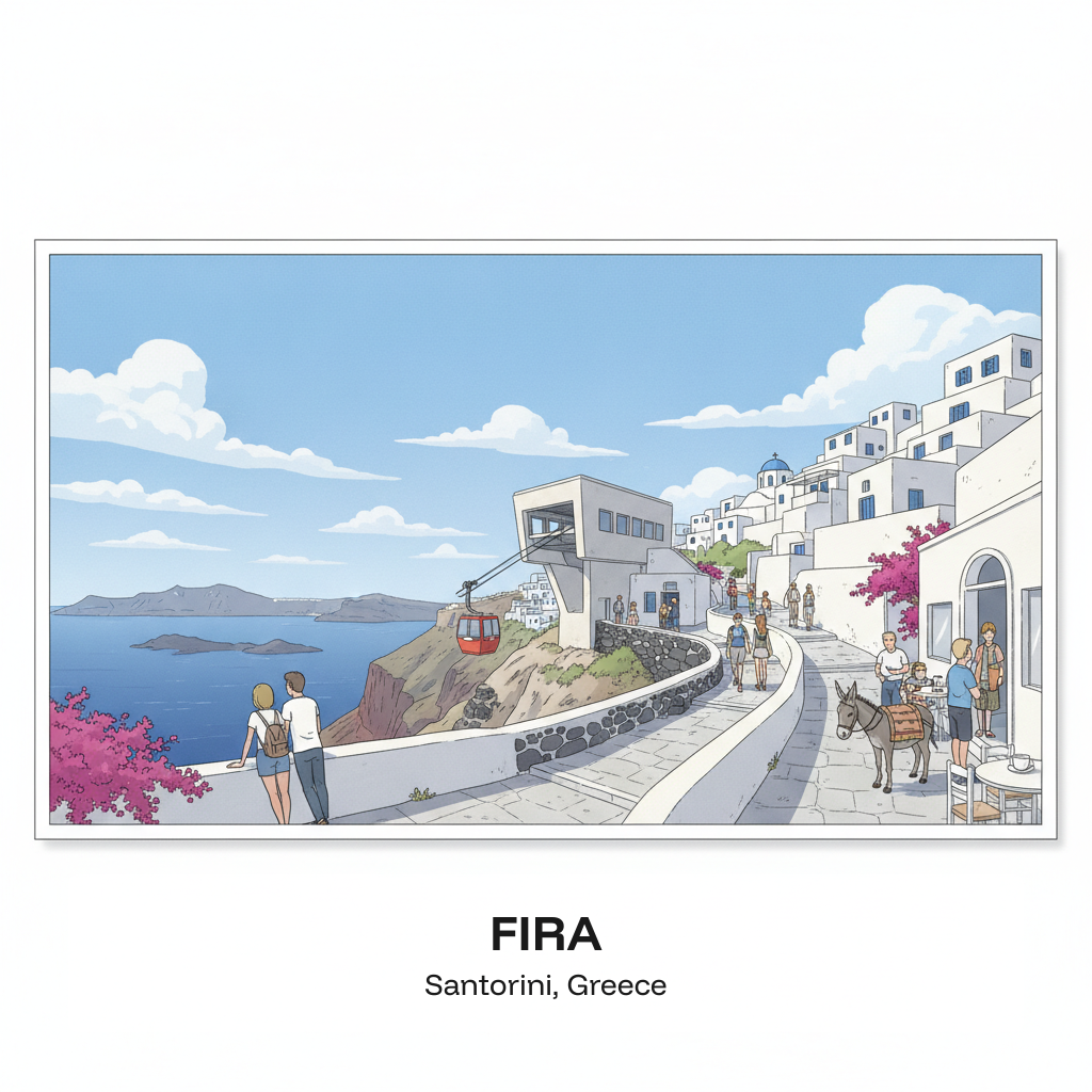 Fira — la capitale sur le bord de la caldeira