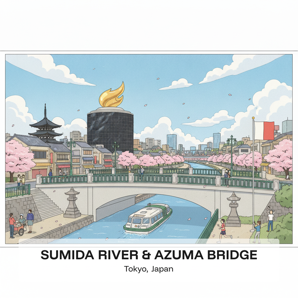 Rivière Sumida et Pont Azuma — La vue qui a défini Edo