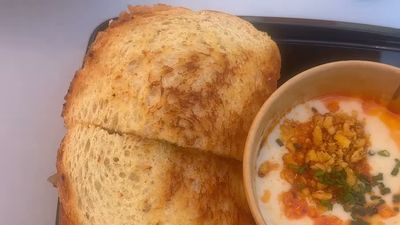 BooGogi Beef Toasted with Corn Cheese Soup — photo from a ParkEats review