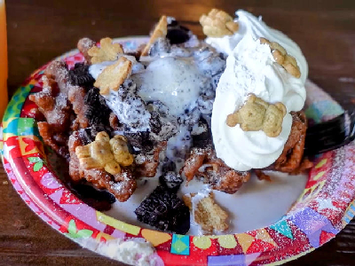 Cookies & Cream Funnel Cake  — photo from a ParkEats review