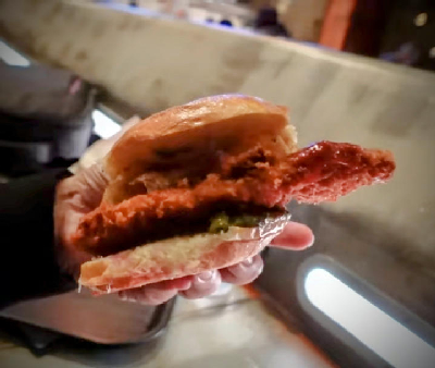Crispy Kaadu Cutlet Sandwich — photo from a ParkEats review