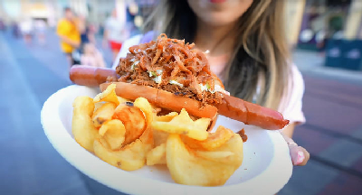 Foot-long BBQ Pulled Pork Dog  — photo from a ParkEats review