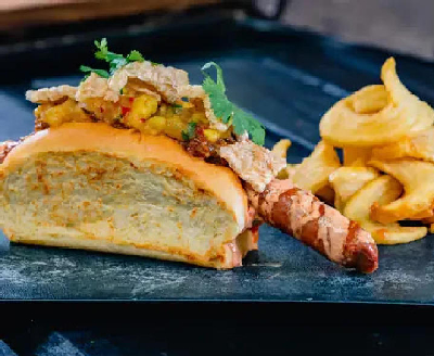 Footlong Spicy Pulled Pork Dog — photo from a ParkEats review