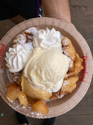 Pumpkin Cheesecake Funnel Cake — photo from a ParkEats review