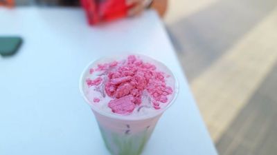 Strawberry Matcha Latte — photo from a ParkEats review