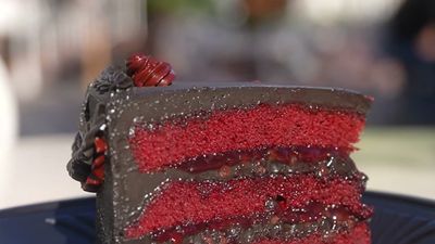 Villainous Red Velvet Cake — photo from a ParkEats review