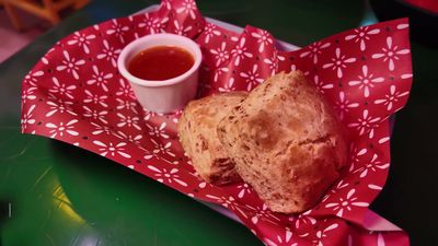 The Prospector’s Homemade Cheddar Biscuits with Sweet Pepper Jelly
