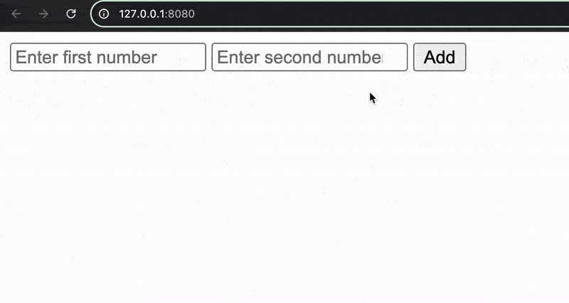 Demo of adding 2 numbers using WebAssembly