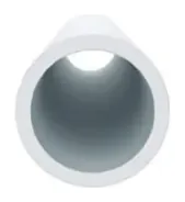 Vista em perspetiva do tubo do eletroduto em PVC branco