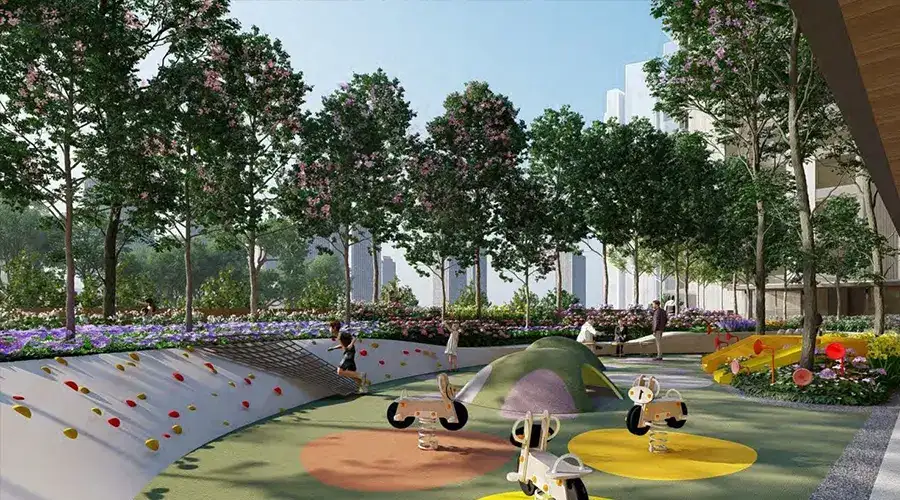DLF The Westpark — children's play area with climbing wall