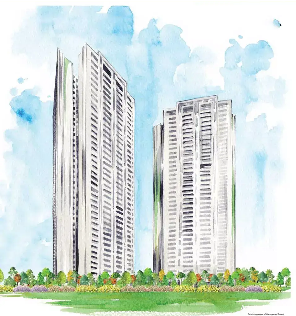 DLF The Arbour — watercolour illustration of the towers