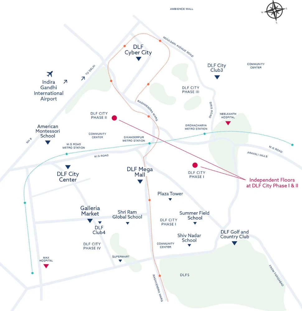 DLF Floors Phases 2 & 3 location