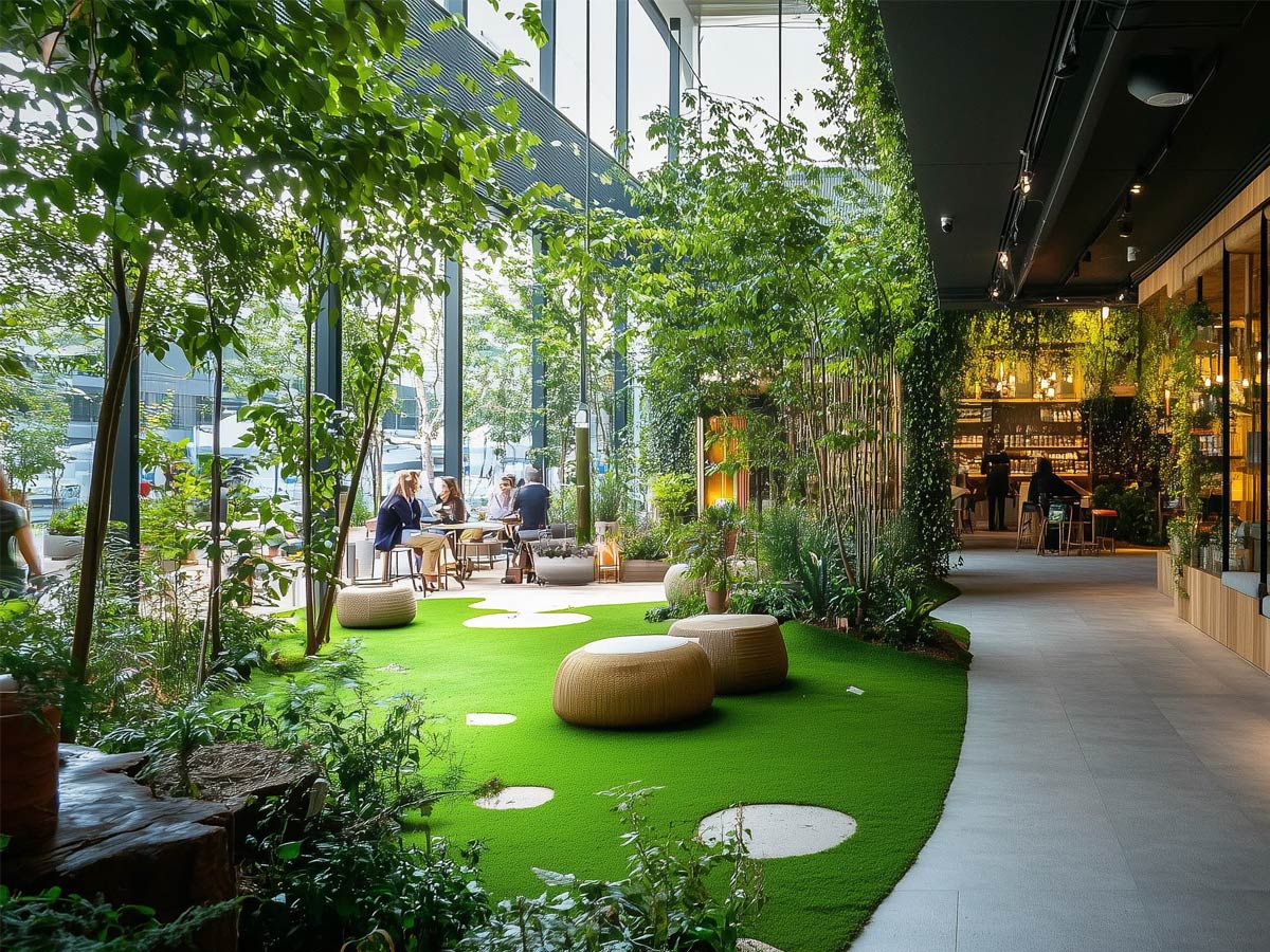 DLF Privana North — indoor garden walkway