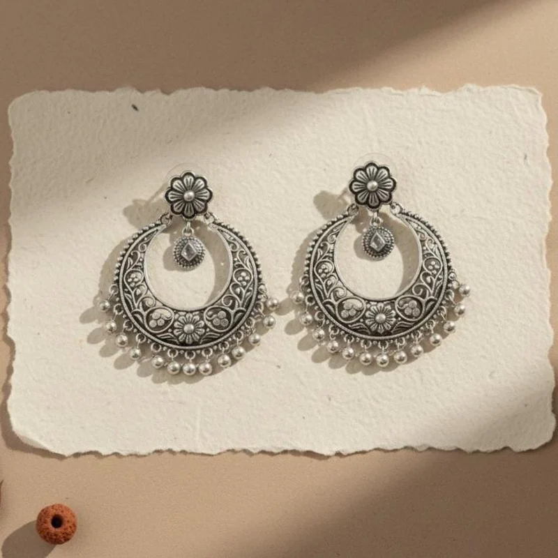 Oxidized Sterling Silver Chandbali Earrings