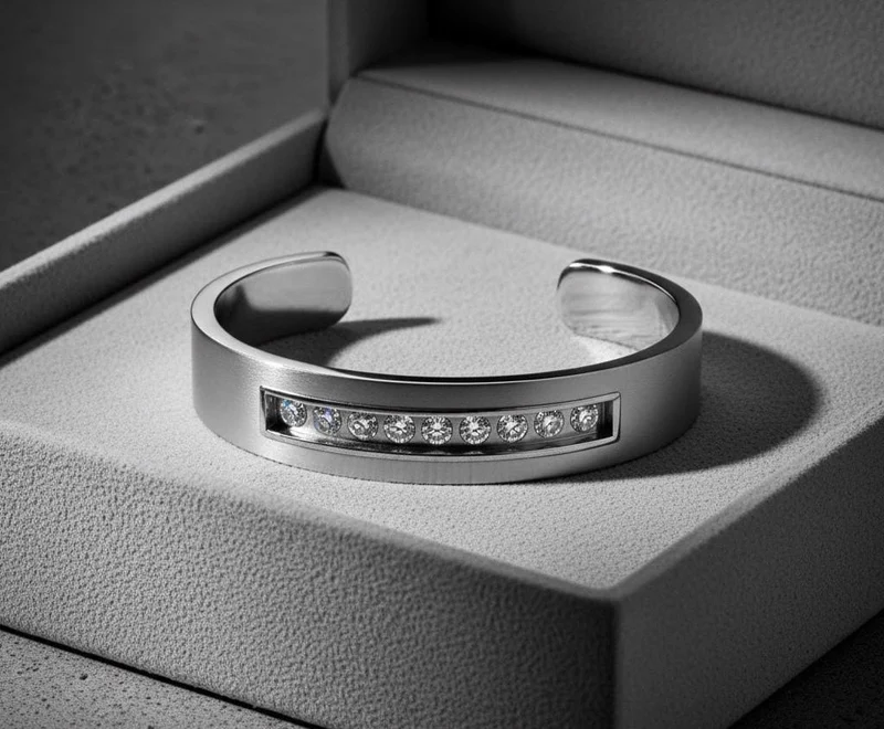 Sterling Silver Moissanite Cuff Bracelet