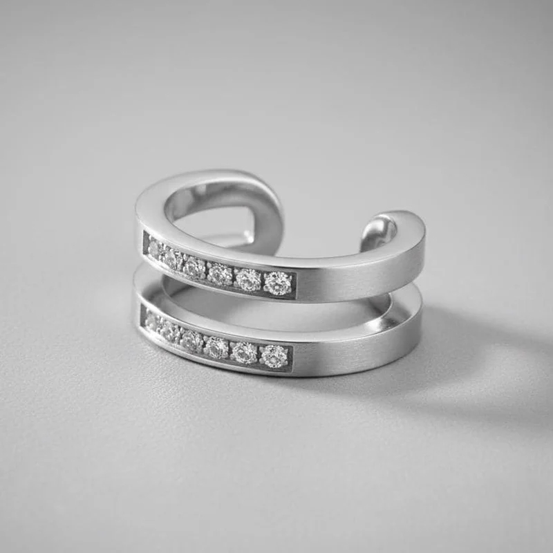 Moissanite Sterling Silver Ear Cuff