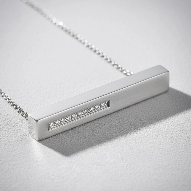 Modern Sterling Silver Bar Necklace