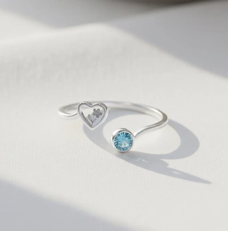 Heart Adjustable Silver Ring