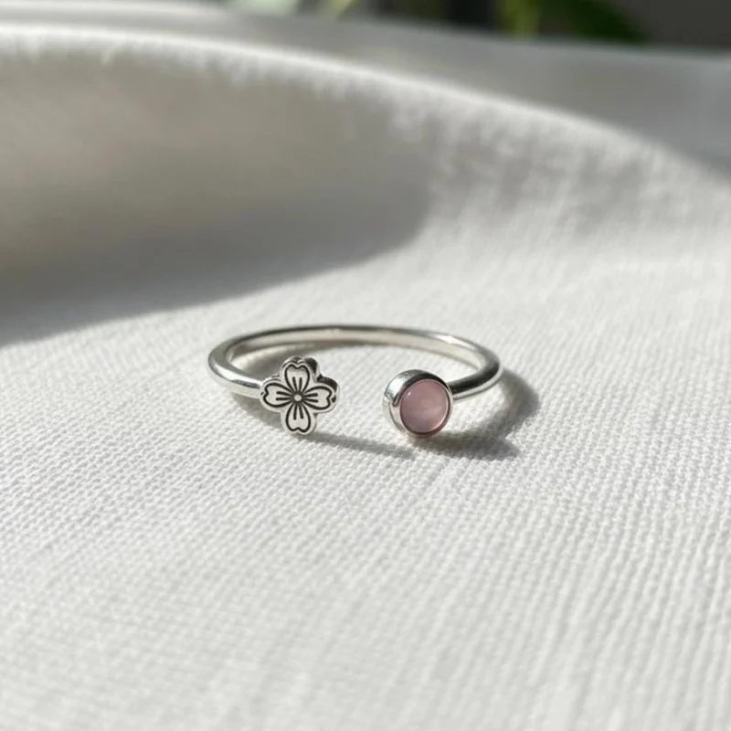 Pink Stone Silver Ring