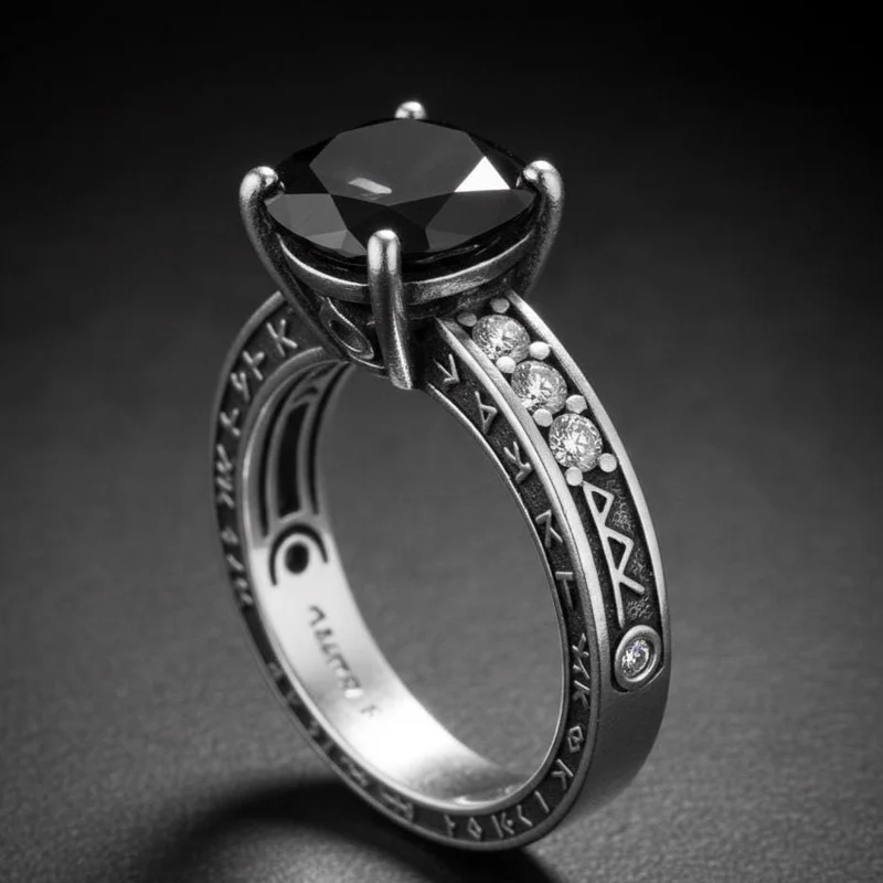 Dark Fantasy Engagement Ring Silver