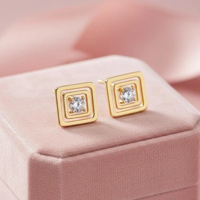 Moissanite Square Stud Earrings
