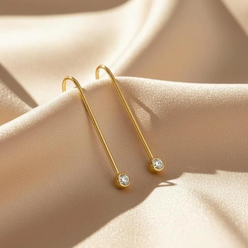 Moissanite Bar Threader Earrings